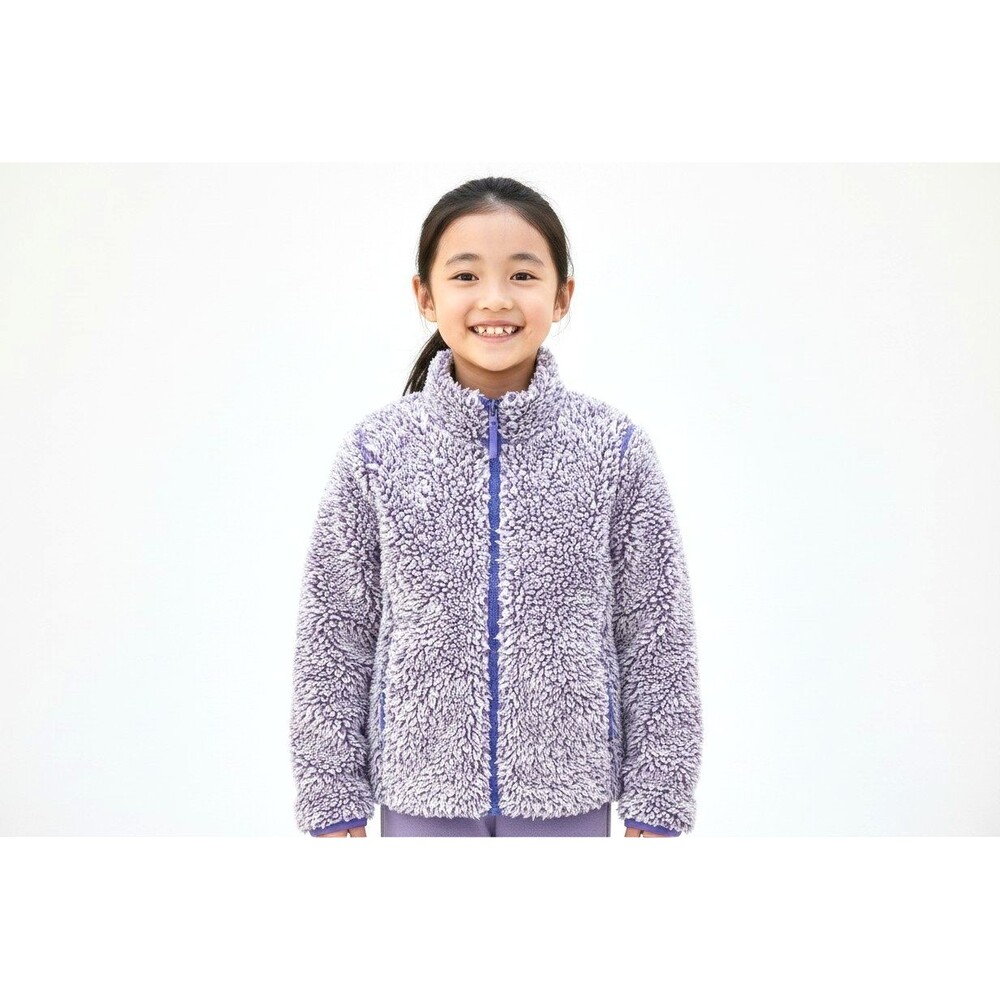 32 Degrees Heat Kids 7-8 Purple Faux Fur Fleece Zip Jacket Back to School Cozy